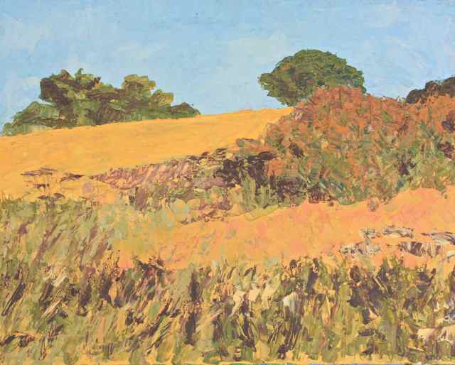 Janet E Davis, Summer at Bank House, Guyzance, 1991, oil on board, 16x20 inches