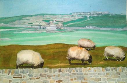 Janet E Davis, Sheep below Housesteads, watercolour on paper, 1998-99.