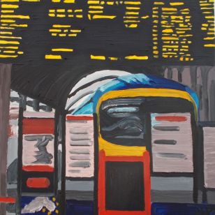 Janet E Davis, Railways - York Station 1 (unfinished) oils on canvas, 2008.