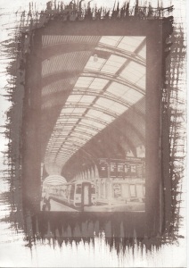 Larger York Station print on paper coated before the course.