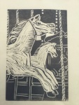 Carousel horse, 1st print on Kozo paper in a dark grey ink.