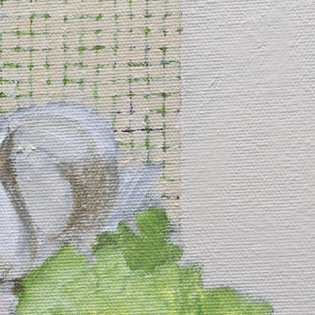 Detail of the rough canvas.